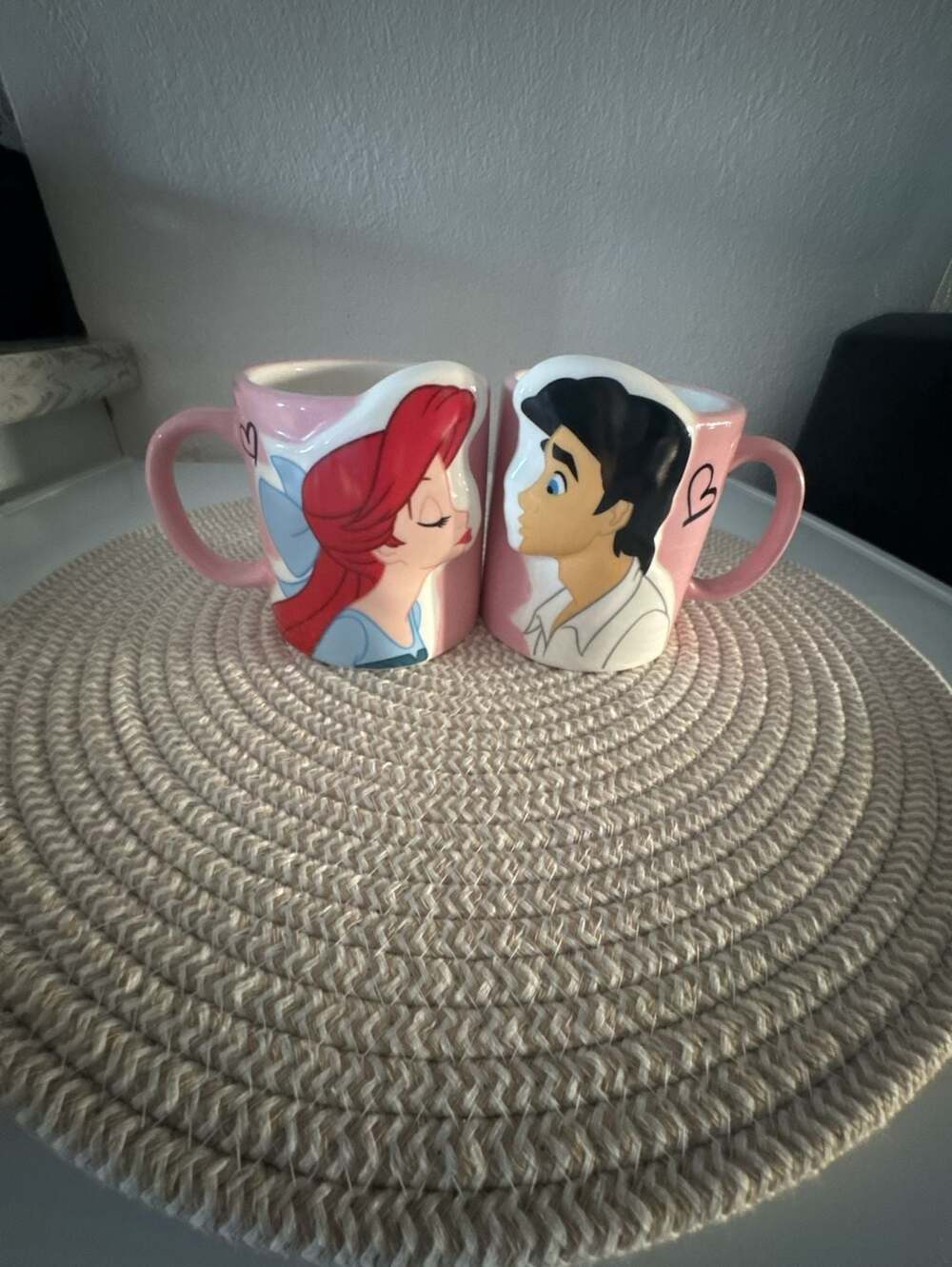 Disney The Little Mermaid Ariel and Prince Eric Kissing Couple Mugs Set